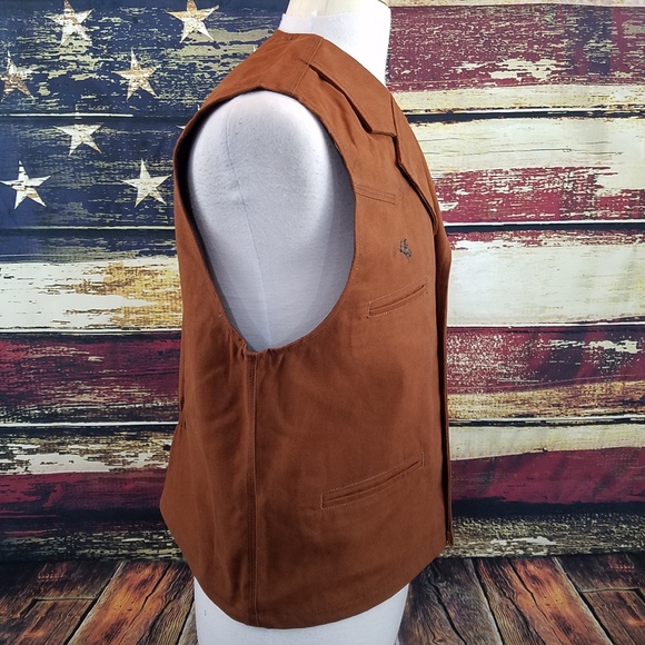 WYOMING TRADERS MENS CINNAMON BRONCO CANVAS VEST - Picture 7 of 8